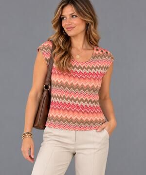 The Limited Women's Chevron Stripe Knit Cap Sleeve Top XS